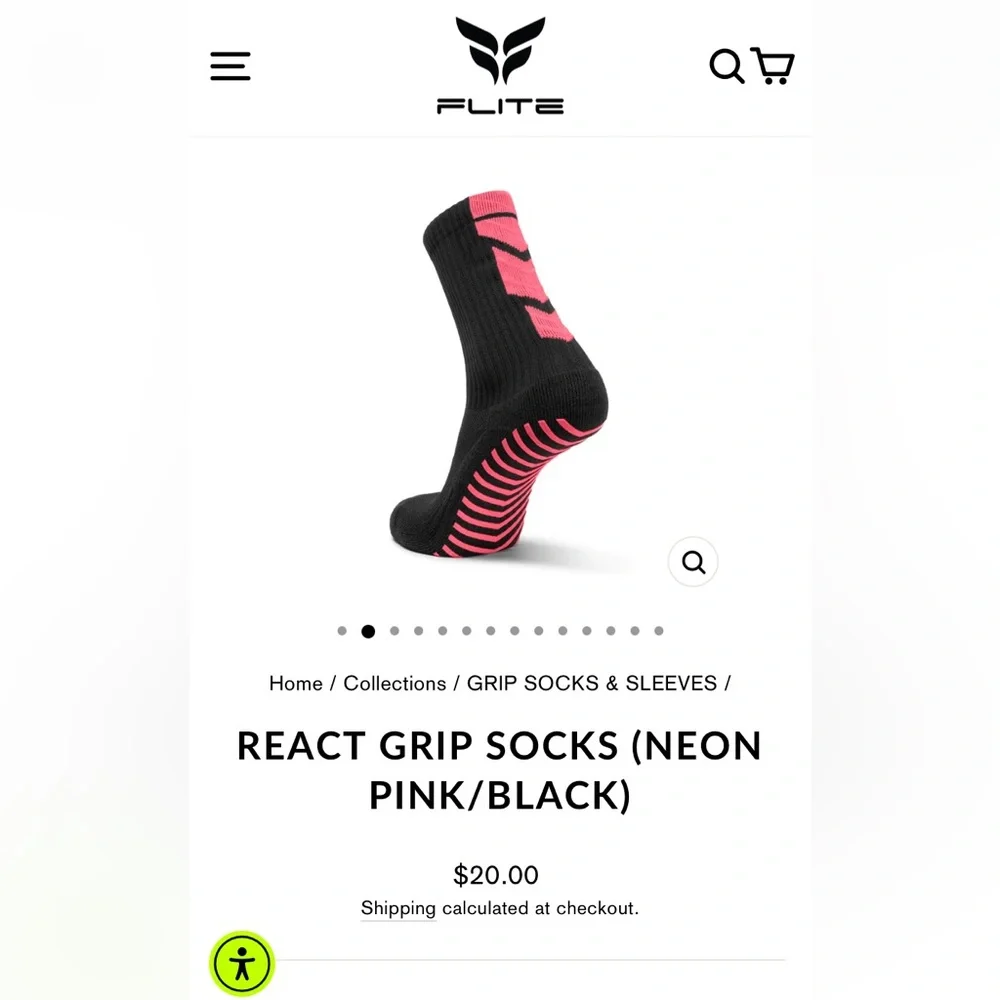 Flite Sports React Grip Socks - Black and Neon Pink - Medium